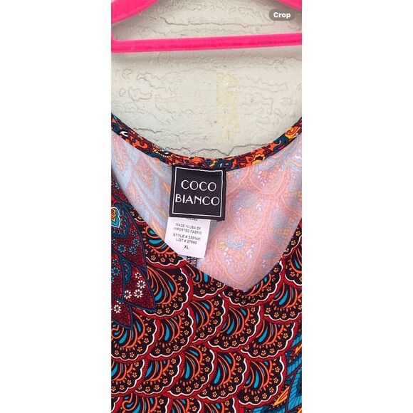 Coco Bianco Women's XL Multicolor Paisley Bell Sleeve Cold Shoulder Top - Picture 7 of 9